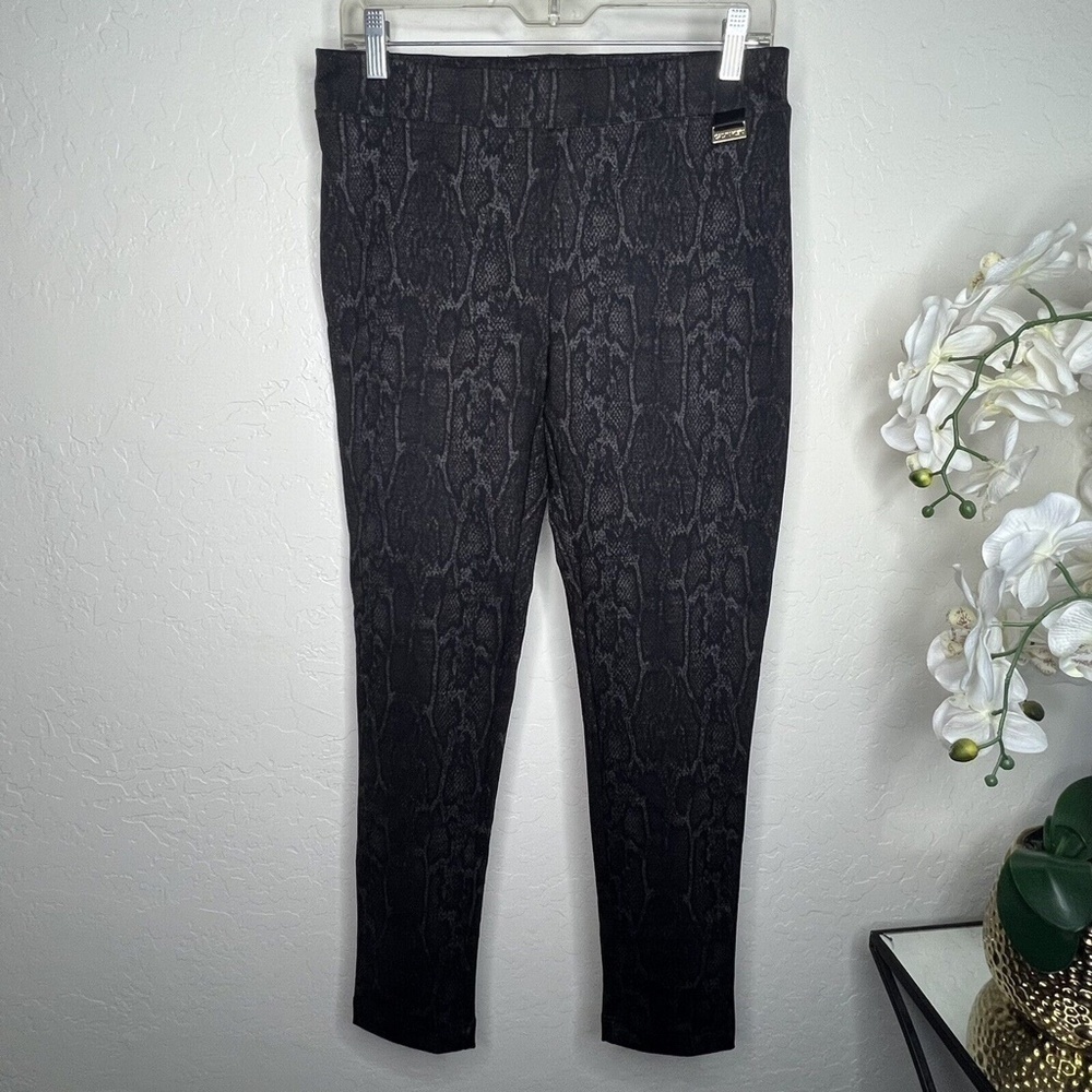Calvin klein Snake Skin Print Ponte Knit Seamed Slim Leg Pants S